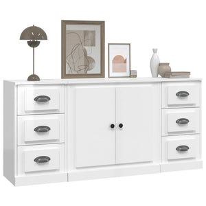 vidaXL Sideboards 3 pcs High Gloss White Engineered Wood