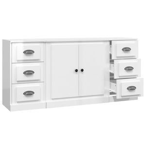 vidaXL Sideboards 3 pcs High Gloss White Engineered Wood