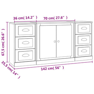 vidaXL Sideboards 3 pcs High Gloss White Engineered Wood