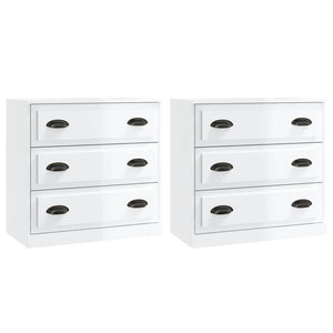 vidaXL Sideboards 2 pcs High Gloss White Engineered Wood