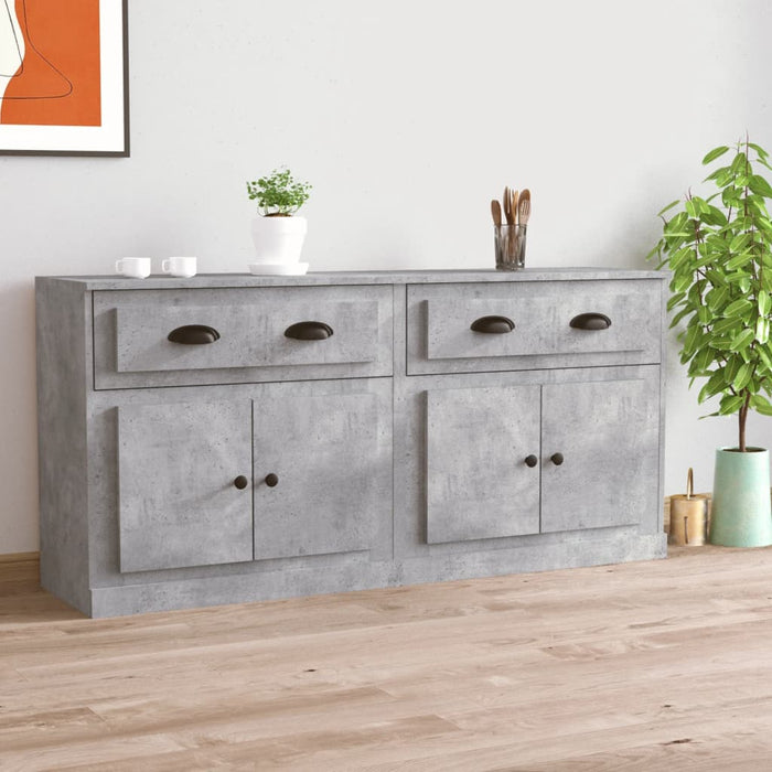 vidaXL Sideboards 2 pcs Concrete Grey Engineered Wood