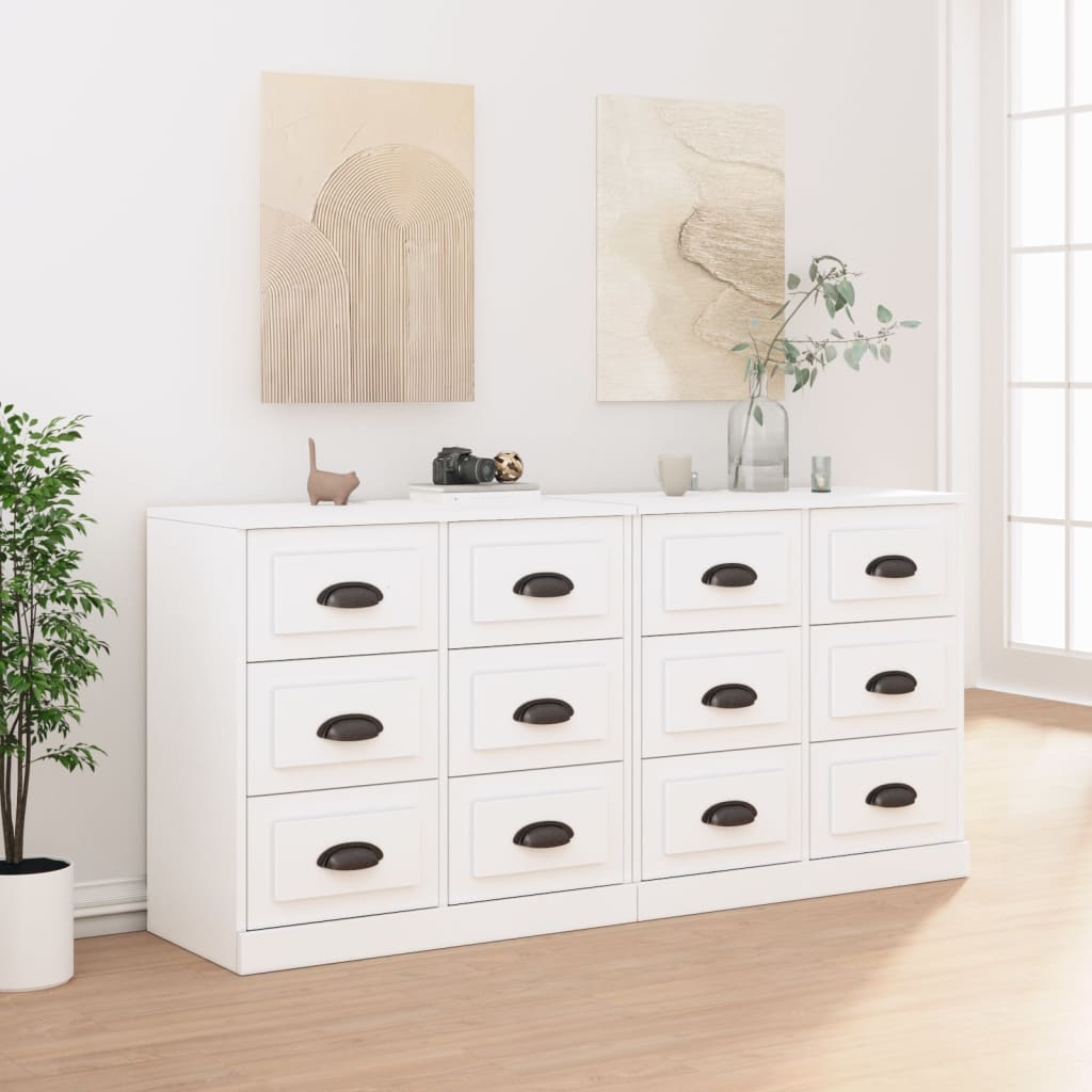 vidaXL Sideboards 2 pcs White Engineered Wood