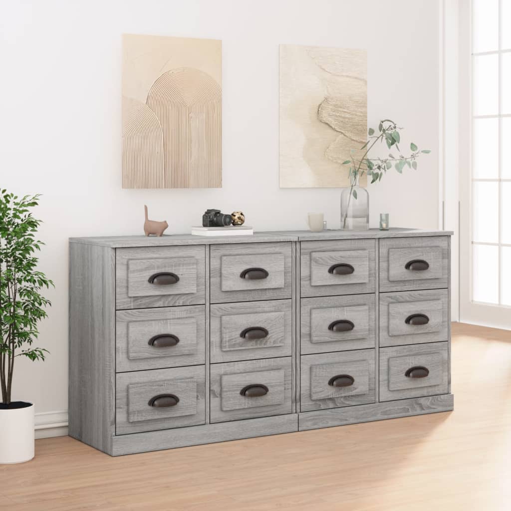 vidaXL Sideboards 2 pcs Grey Sonoma Engineered Wood