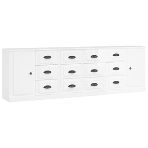 vidaXL Sideboards 3 pcs High Gloss White Engineered Wood