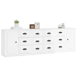 vidaXL Sideboards 3 pcs High Gloss White Engineered Wood