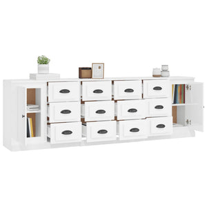 vidaXL Sideboards 3 pcs High Gloss White Engineered Wood