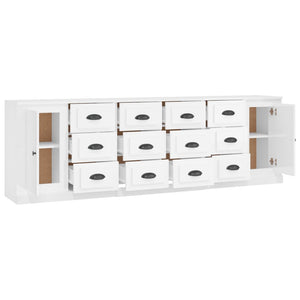 vidaXL Sideboards 3 pcs High Gloss White Engineered Wood