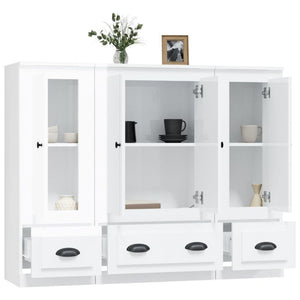 vidaXL Highboards 3 pcs High Gloss White Engineered Wood