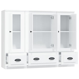 vidaXL Highboards 3 pcs High Gloss White Engineered Wood