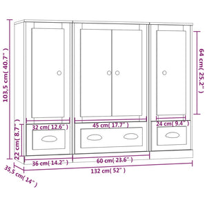 vidaXL Highboards 3 pcs High Gloss White Engineered Wood