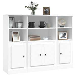 vidaXL Highboards 3 pcs White Engineered Wood