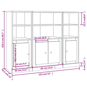 vidaXL Highboards 3 pcs White Engineered Wood