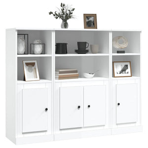 vidaXL Highboards 3 pcs High Gloss White Engineered Wood