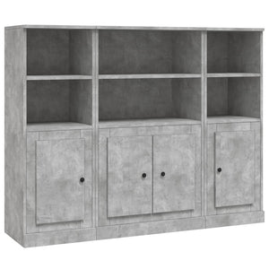 vidaXL Highboards 3 pcs Concrete Grey Engineered Wood