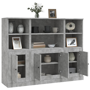 vidaXL Highboards 3 pcs Concrete Grey Engineered Wood