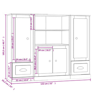 vidaXL Highboards 3 pcs White Engineered Wood