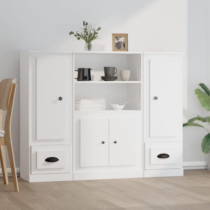 vidaXL Highboards 3 pcs White Engineered Wood