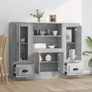 vidaXL Highboards 3 pcs Concrete Grey Engineered Wood