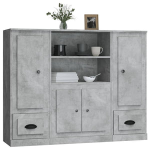 vidaXL Highboards 3 pcs Concrete Grey Engineered Wood