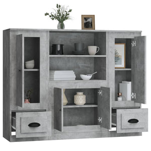 vidaXL Highboards 3 pcs Concrete Grey Engineered Wood