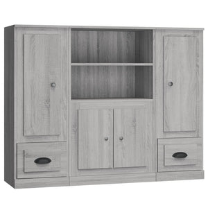 vidaXL Highboards 3 pcs Smoked Oak Engineered Wood