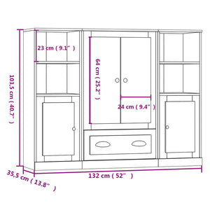 vidaXL Highboards 3 pcs White Engineered Wood