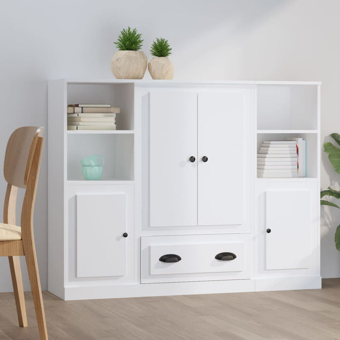 vidaXL Highboards 3 pcs White Engineered Wood