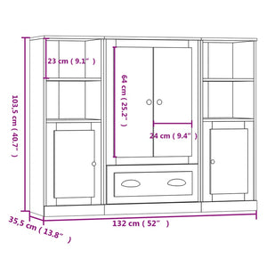 vidaXL Highboards 3 pcs High Gloss White Engineered Wood