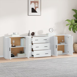 vidaXL Sideboards 3 pcs White Engineered Wood