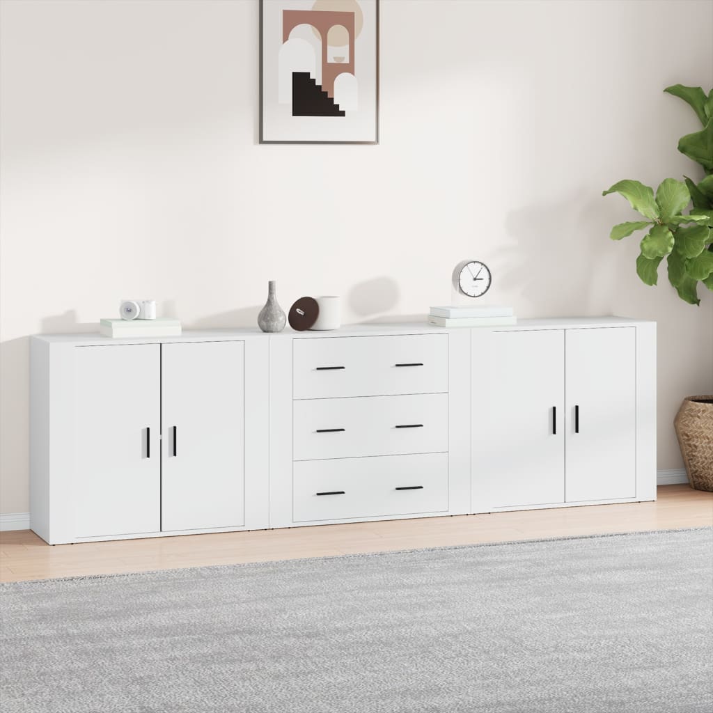 vidaXL Sideboards 3 pcs White Engineered Wood