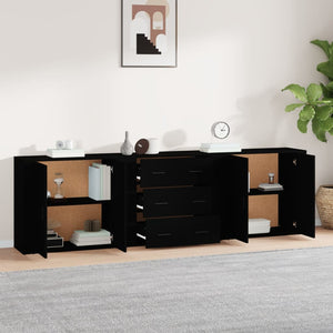 vidaXL Sideboards 3 pcs Black Engineered Wood