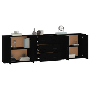 vidaXL Sideboards 3 pcs Black Engineered Wood