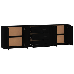 vidaXL Sideboards 3 pcs Black Engineered Wood