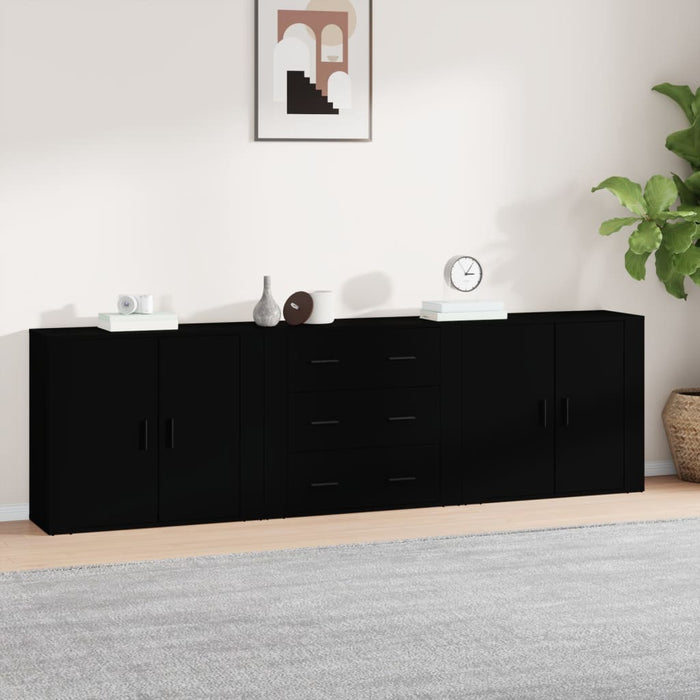 vidaXL Sideboards 3 pcs Black Engineered Wood