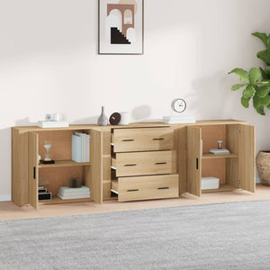 vidaXL Sideboards 3 pcs Sonoma Oak Engineered Wood