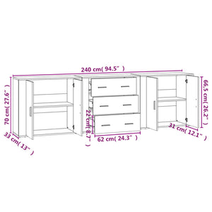 vidaXL Sideboards 3 pcs Sonoma Oak Engineered Wood