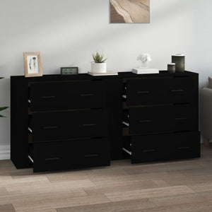 vidaXL Sideboards 2 pcs Black Engineered Wood