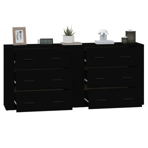 vidaXL Sideboards 2 pcs Black Engineered Wood