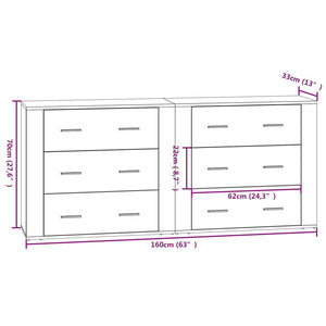 vidaXL Sideboards 2 pcs Black Engineered Wood