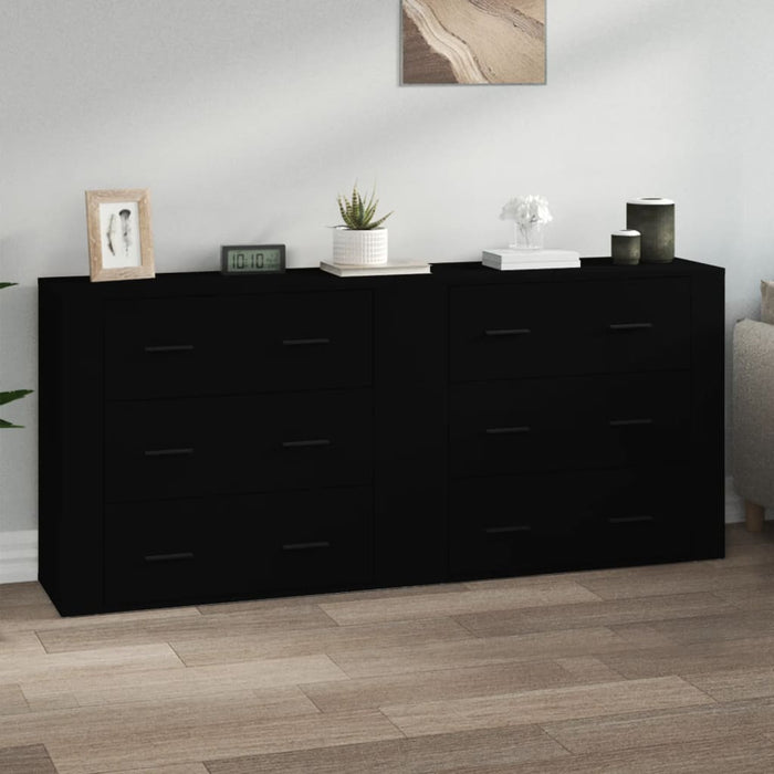 vidaXL Sideboards 2 pcs Black Engineered Wood