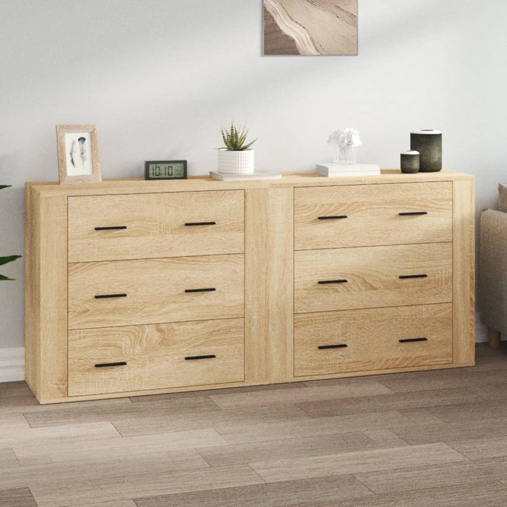 vidaXL Sideboards 2 pcs Sonoma Oak Engineered Wood