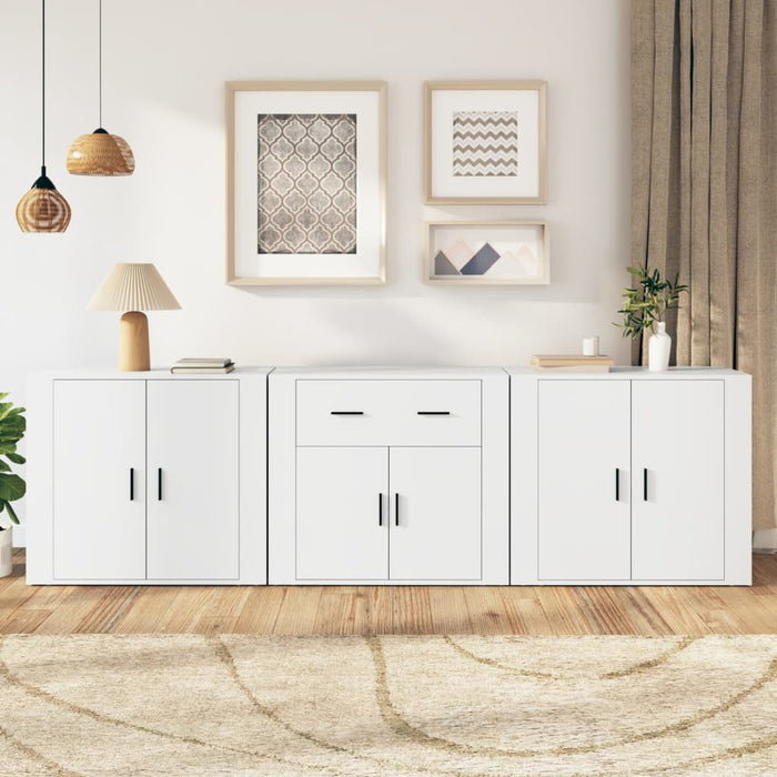 vidaXL Sideboards 3 pcs White Engineered Wood