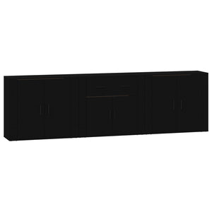 vidaXL Sideboards 3 pcs Black Engineered Wood