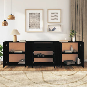 vidaXL Sideboards 3 pcs Black Engineered Wood