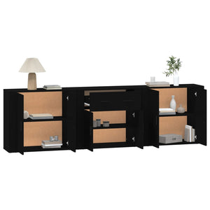 vidaXL Sideboards 3 pcs Black Engineered Wood