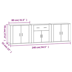 vidaXL Sideboards 3 pcs Black Engineered Wood