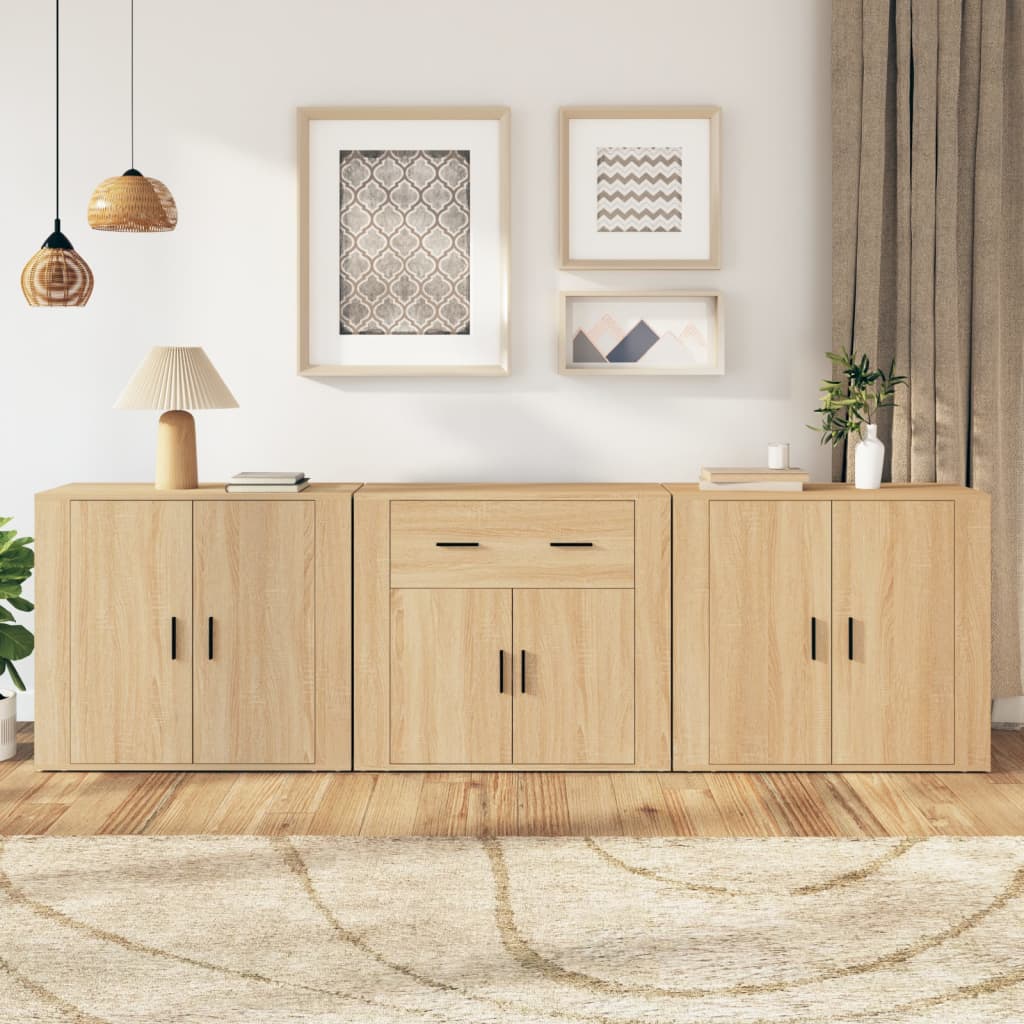 vidaXL Sideboards 3 pcs Sonoma Oak Engineered Wood