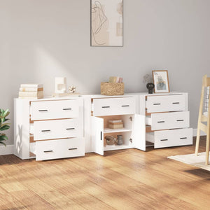 vidaXL Sideboards 3 pcs White Engineered Wood