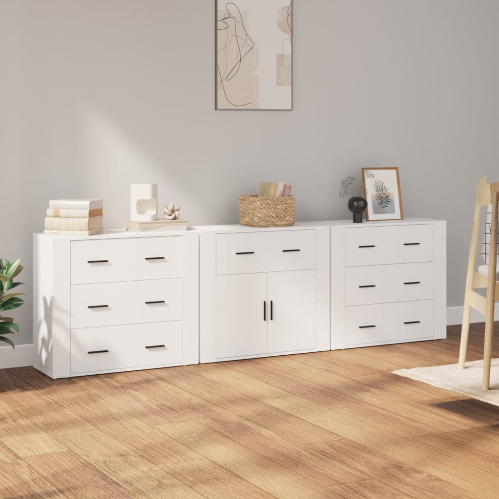 vidaXL Sideboards 3 pcs White Engineered Wood