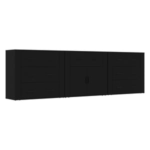 vidaXL Sideboards 3 pcs Black Engineered Wood